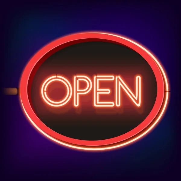 Vintage neon znak Open — Wektor stockowy