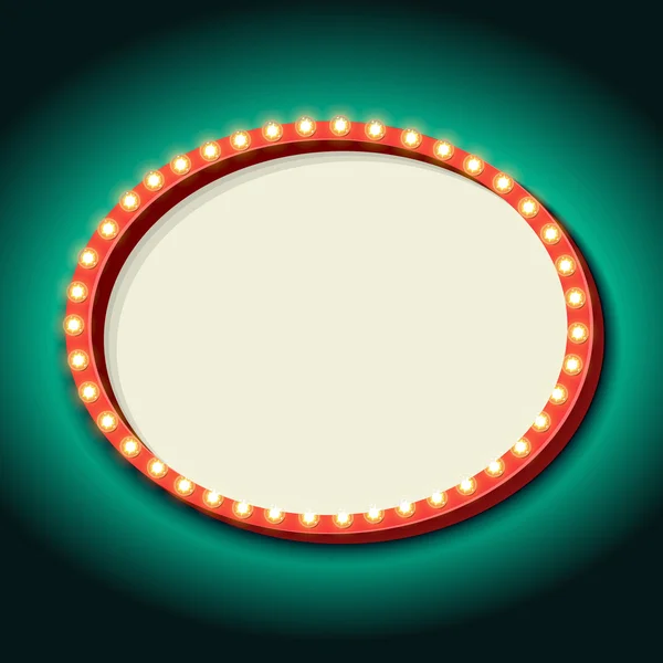 Retro ram cirkel med neonljus — Stock vektor