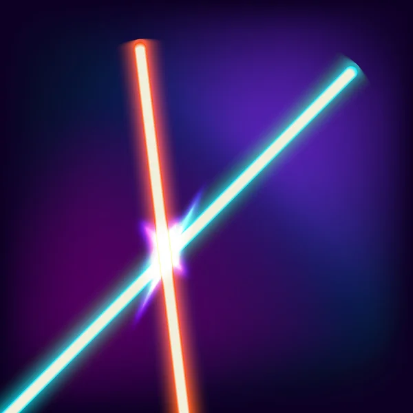 Neon swords. Flash contact — Stock Vector