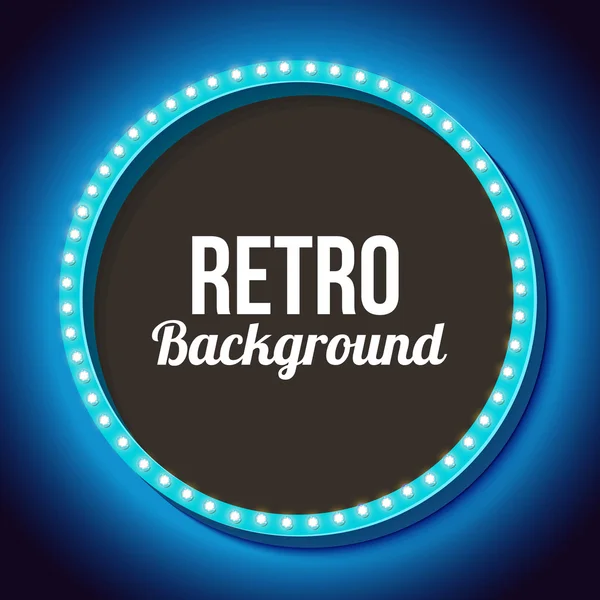 Retro frame circle with neon lights — Stock Vector