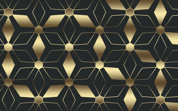 Geometric gold ornament in the shape of a flower on a dark background
