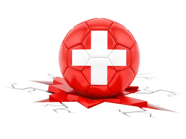 Fútbol con la bandera de Suiza — Foto de Stock