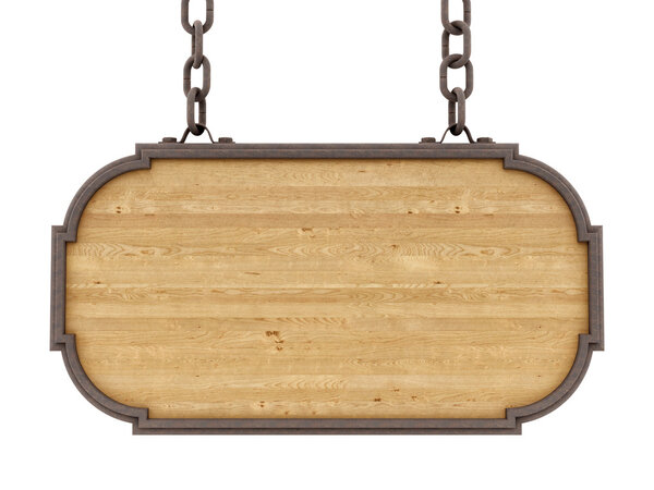 wood sign, isolated on white