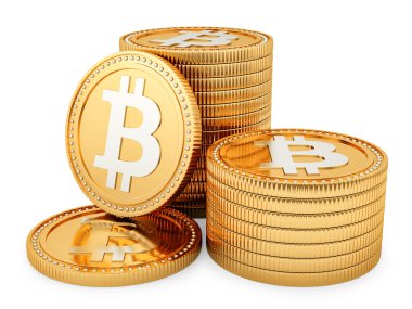 bitcoins, üzerinde beyaz izole