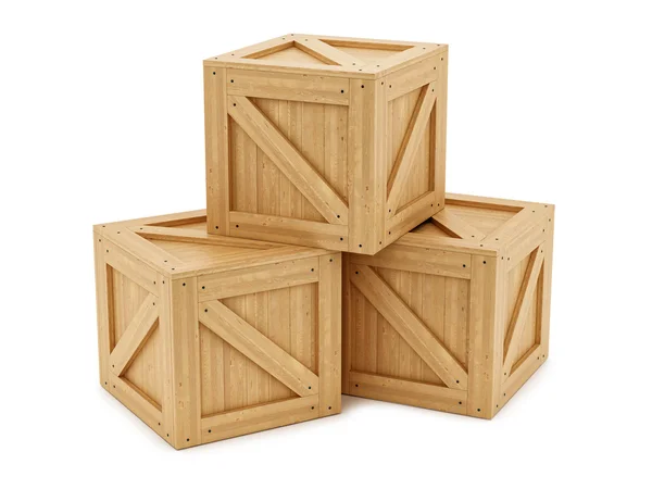 Cajas de madera, aisladas en blanco —  Fotos de Stock