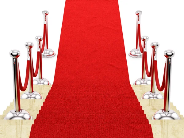 Silver stanchions and a red carpet — Stock Photo, Image