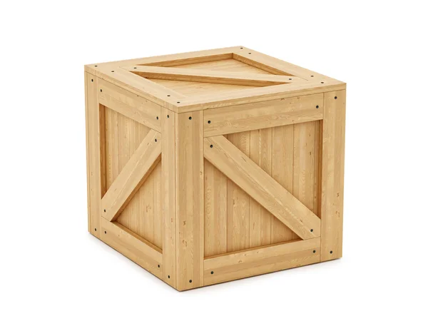 Fából készült doboz, elszigetelt fehér Stock Fotó