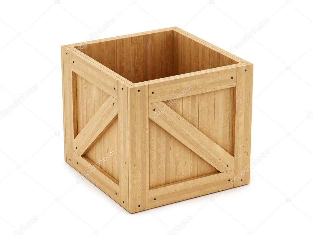 wooden box, isolated on white