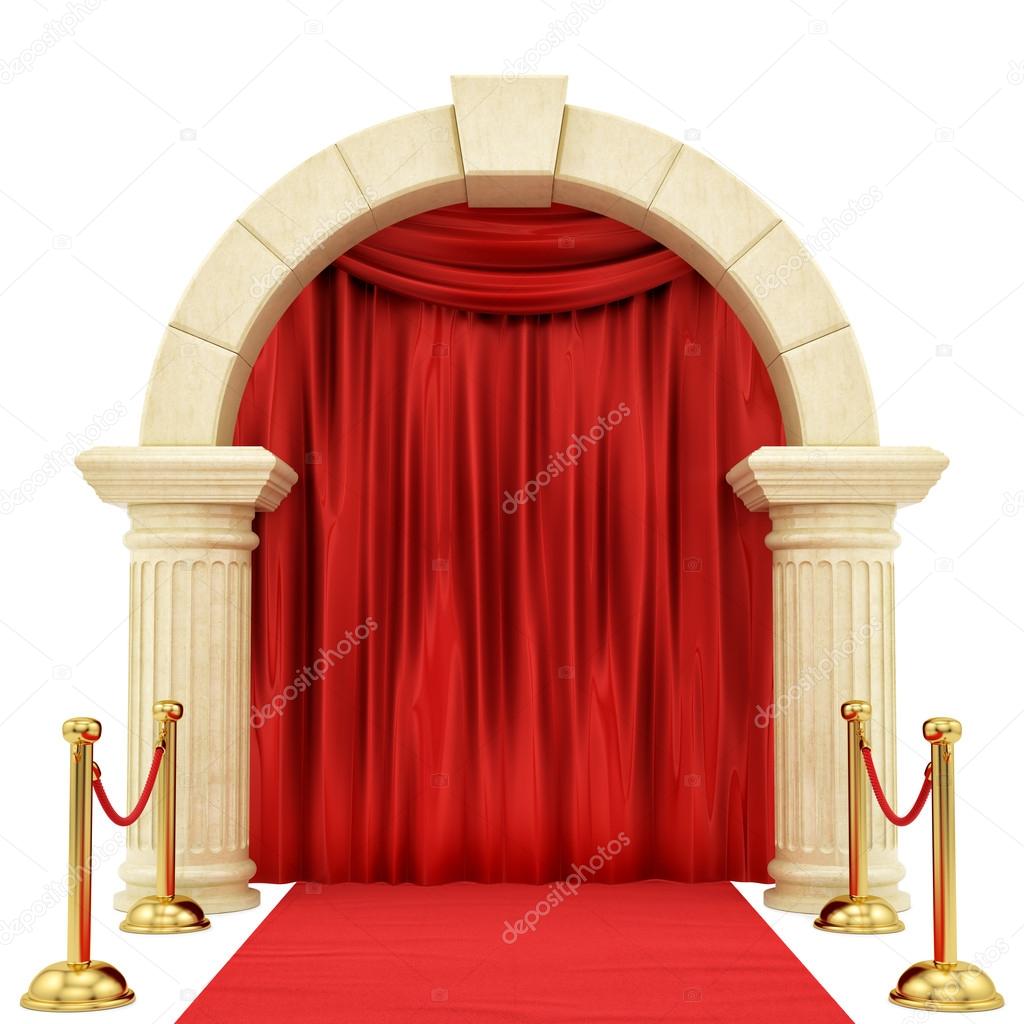 red carpet with golden stanchions