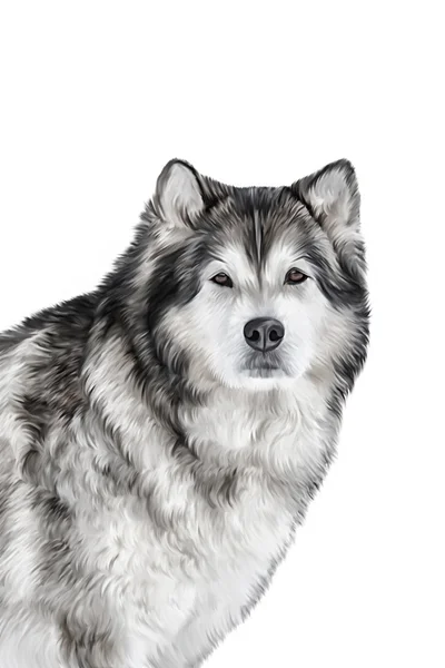 Drawing Dog Alaskan Malamute — Stock Photo, Image