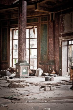 Savaş yıkım korku Rusya, sahne, ıslak, kirli, ev şehir