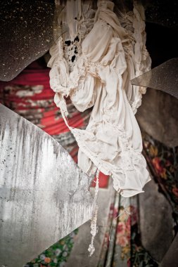 Savaş yıkım korku Rusya, sahne, ıslak, kirli, ev şehir