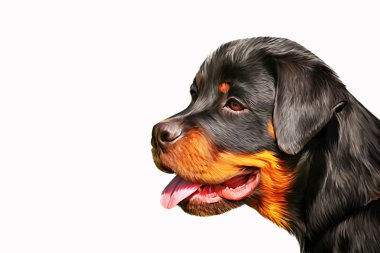 Köpek rottweiler, üç renkli, portre resim çizme