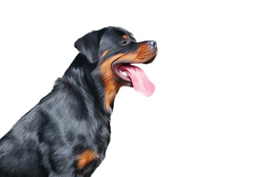 Köpek rottweiler, üç renkli, portre resim çizme