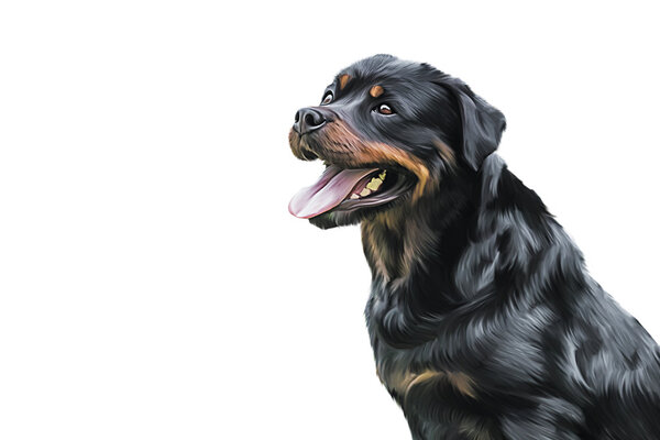 Drawing of the dog rottweiler, portrait