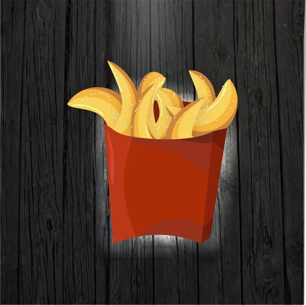 French Fries Kentang Makanan Cepat Saji - Stok Vektor