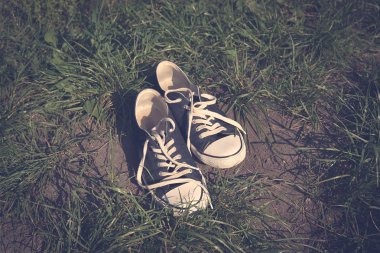 Spor ayakkabı çim Vintage Fotoğraf