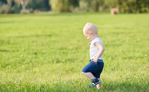 Blond toddler boy in the nature — Stock Photo, Image