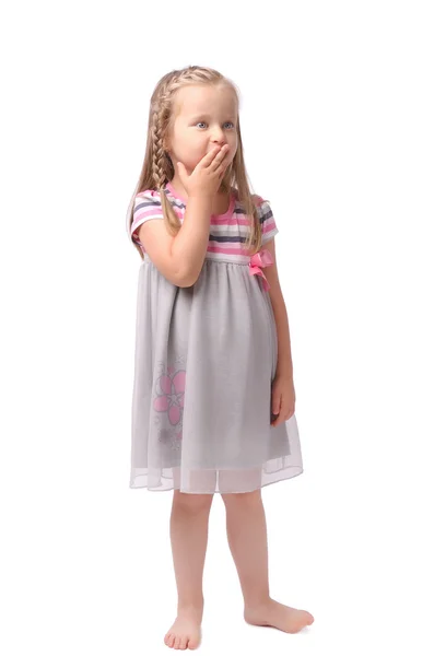 Little girl on a white background — Stock Photo, Image