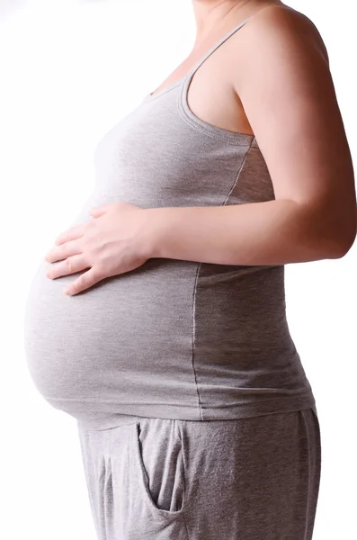 Portrait of beautiful pregnant woman isolated on white — Stock Photo, Image