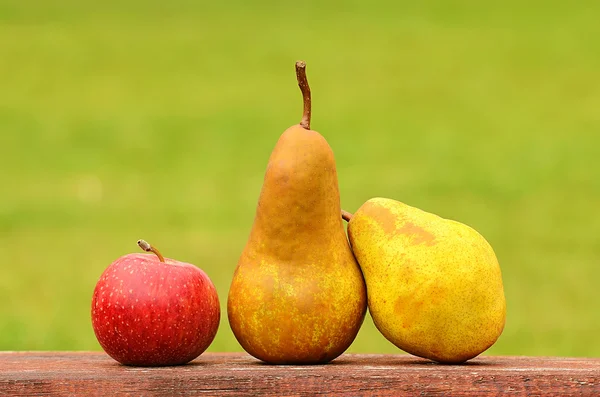 Pera e mela fresche dopo il raccolto — Foto Stock