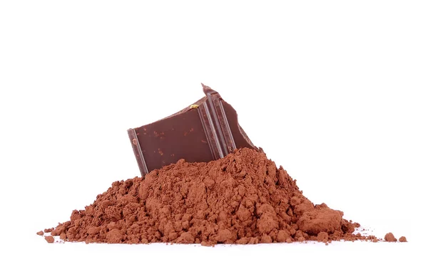 Σοκολάτα στο κακάο που απομονώνονται σε λευκό — Φωτογραφία Αρχείου