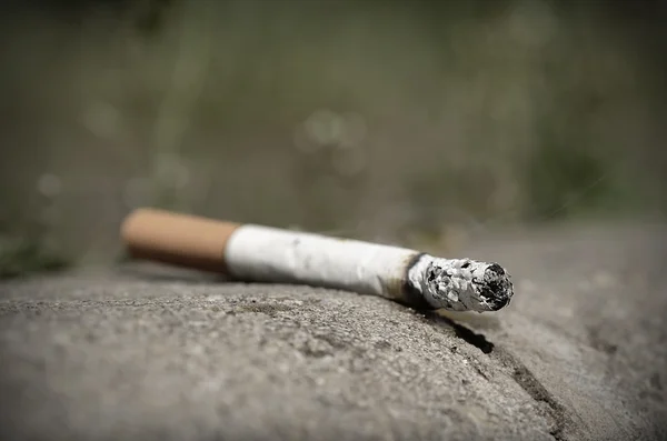 Cigarette on asphalt — Stock Photo, Image