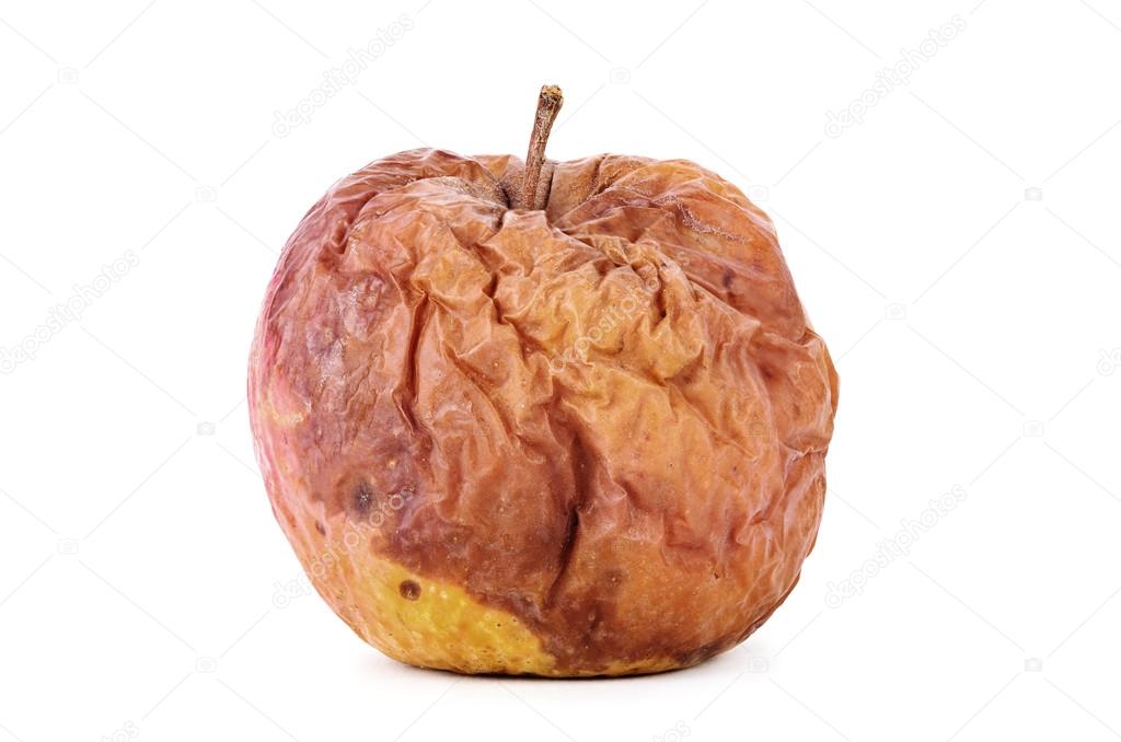 Rotten apple isolated on white background