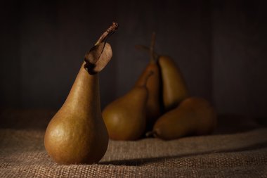 Çul arka plan üzerinde taze armut