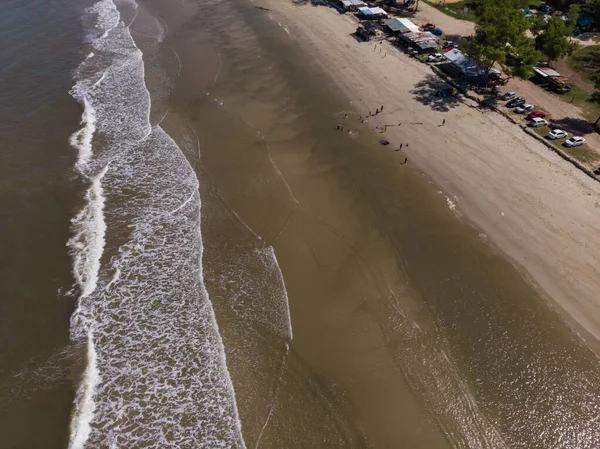 Luchtfoto Drone Weergave Van Oceaan Golven Crashen Het Strand — Stockfoto