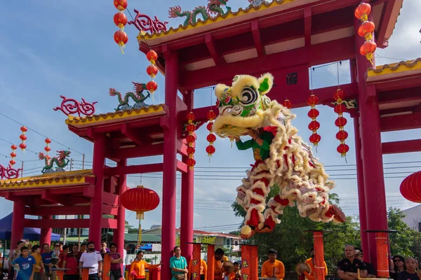 Kota Kinabalu Sabah Maleisië Febuary 2019 Lion Dance Show Chinees — Stockfoto