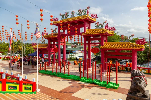 Kota Kinabalu Sabah Malaysia Februar 2019 Löwentanzshow Chinesischen Neujahrsfest Tag — Stockfoto