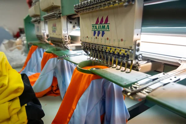 Kota Kinabalu Sabah Malaysia December 2020 Embroidery Machines Running Fast — Stock Photo, Image