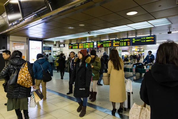 Sapporo Japan December 2017 Many Crowed People Walking Sapporo Train — Stock Photo, Image