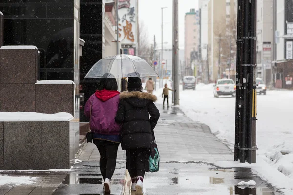 Sapporo Giappone Dicembre 2017 Pedoni Non Identificati Passeggiano Sapporo City — Foto Stock