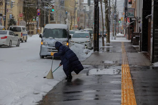 Sapporo Japão Dezembro 2017 Pedestres Não Identificados Caminham Cidade Sapporo — Fotografia de Stock