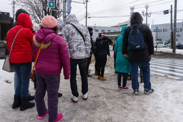 Otaru Japon Décembre 2017 Des Piétons Non Identifiés Marchent Dans — Photo