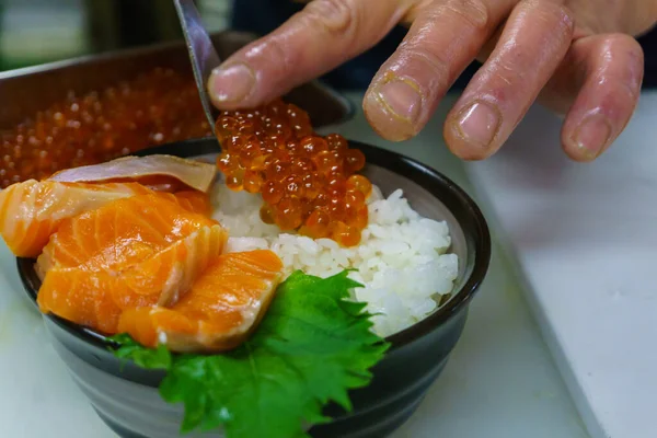 Tigela Frutos Mar Frescos Mercado Frutos Mar Japão Gônadas Ouriço — Fotografia de Stock