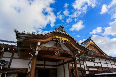 Hokkaido, Japonya-22 Aralık 2017: Japonya 'nın Hokkaido kentindeki Noboribetsu, Hokkaido Edo dönemi mimari tarzı Noboribetsu Tarihi: Japonya' nın Hokkaido kentinde kışın JIdaimura Tarihi Köyü. Tatil Resmi Konsepti