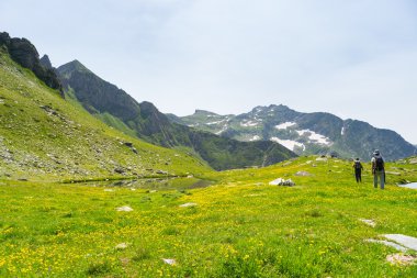 Alpler'de panoramik patika üzerinde hiking