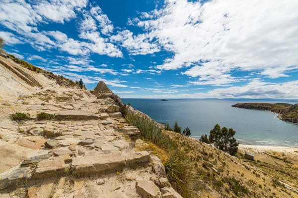 Trilha inca na Ilha do Sol, Lago Titicaca, Bolívia — Fotografia de Stock