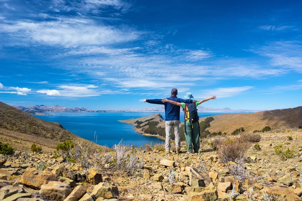 Casal na Ilha do Sol, Lago Titicaca, Bolívia — Fotografia de Stock