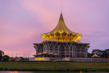 Kuching, Malezya Borneo nefes kesen gün batımı