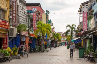 Küçük Hindistan'da yaya caddesi, Kuching, Borneo, Malezya