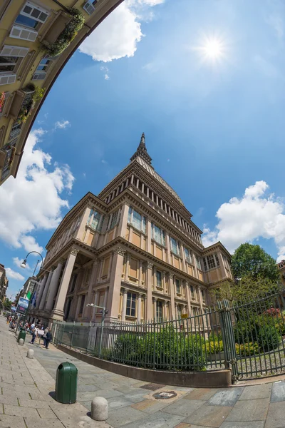 La Mole Antonelliana, icona di Torino, Italia, fisheye — Foto Stock