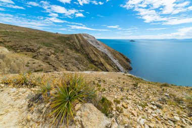 Panorama adada güneşin Titicaca gölü, Bolivya