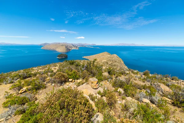 Panorama dall'Isola del Sole, Lago Titicaca, Bolivia — Foto Stock