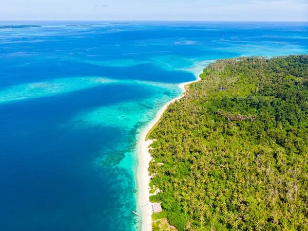 Aéreo Exótico Ilha Tropical Praia Areia Branca Longe Tudo Isso — Fotografia de Stock