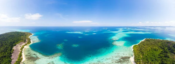 Aérea Exótica Isla Tropical Playa Arena Blanca Lejos Todo Arrecife — Foto de Stock
