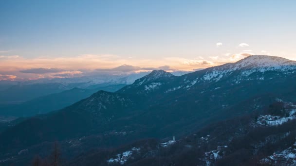 Zaman Aşımı Alpler Üzerinde Gün Batımı Eşsiz Panoramik Manzara Alp — Stok video